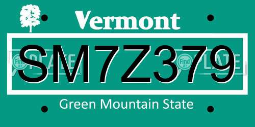SM7Z379 Vermont License Plate