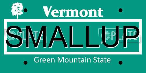 SMALLUP Vermont License Plate