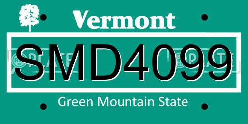 SMD4099 Vermont License Plate