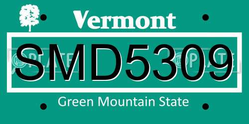 SMD5309 Vermont License Plate