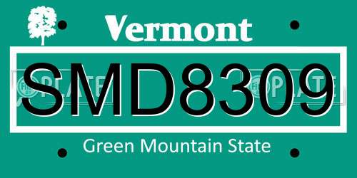SMD8309 Vermont License Plate