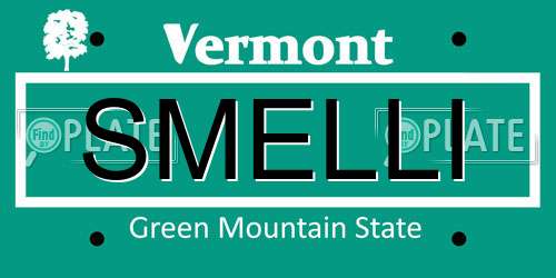 SMELLI Vermont License Plate