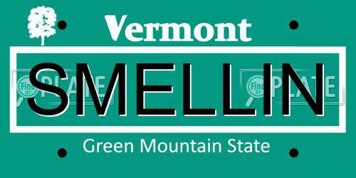 SMELLIN Vermont License Plate