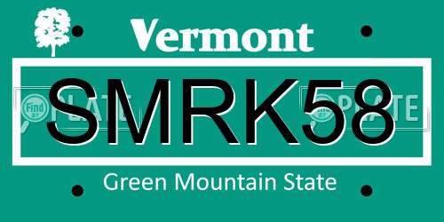 SMRK58 Vermont License Plate