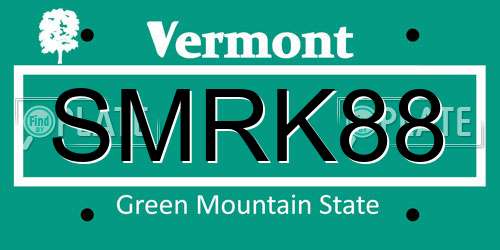 SMRK88 Vermont License Plate