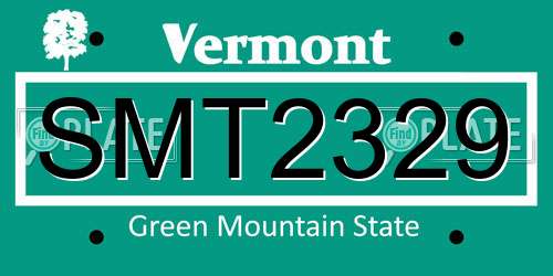 SMT2329 Vermont License Plate