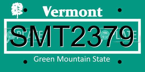 SMT2379 Vermont License Plate