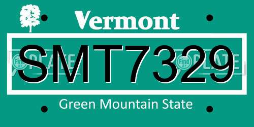 SMT7329 Vermont License Plate