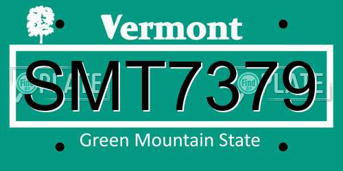 SMT7379 Vermont License Plate