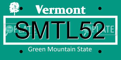 SMTL52 Vermont License Plate