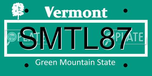 SMTL87 Vermont License Plate