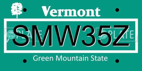 SMW35Z Vermont License Plate