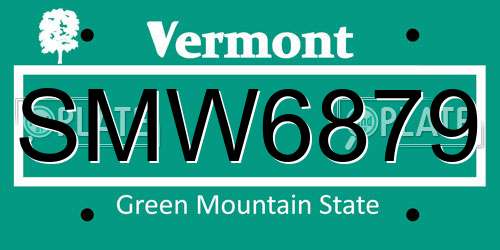 SMW6879 Vermont License Plate