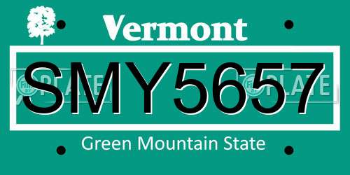 SMY5657 Vermont License Plate