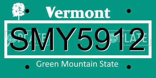 SMY5912 Vermont License Plate