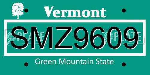 SMZ9609 Vermont License Plate