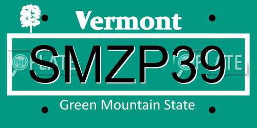 SMZP39 Vermont License Plate