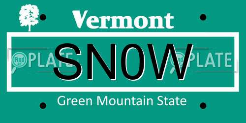 SN0W Vermont License Plate