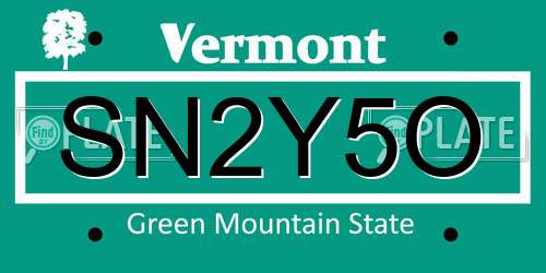 SN2Y5O Vermont License Plate