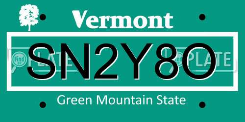 SN2Y8O Vermont License Plate