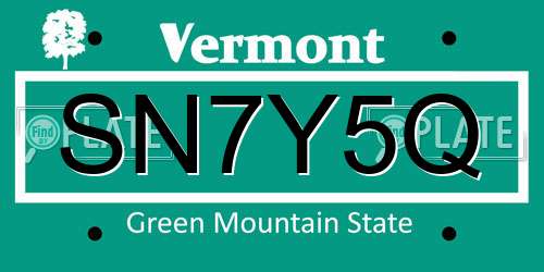 SN7Y5Q Vermont License Plate