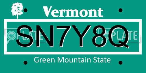 SN7Y8Q Vermont License Plate