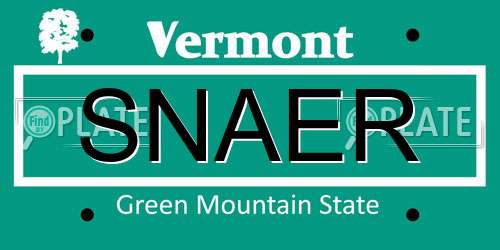SNAER Vermont License Plate