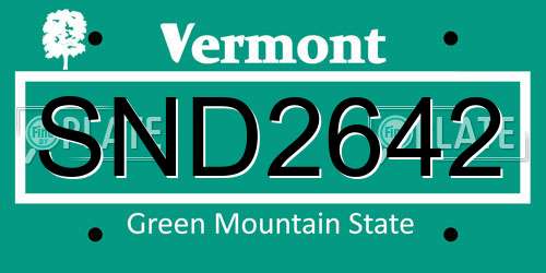 SND2642 Vermont License Plate