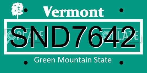 SND7642 Vermont License Plate