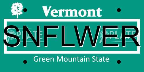 SNFLWER Vermont License Plate