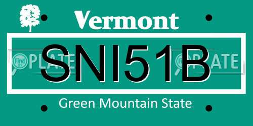 SNI51B Vermont License Plate