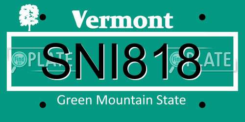SNI818 Vermont License Plate