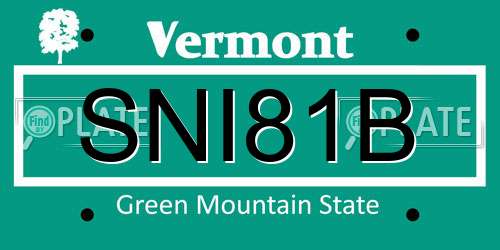 SNI81B Vermont License Plate