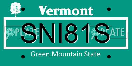 SNI81S Vermont License Plate