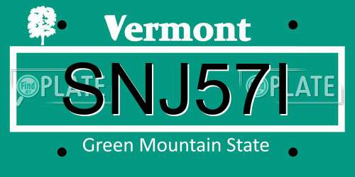 SNJ57I Vermont License Plate