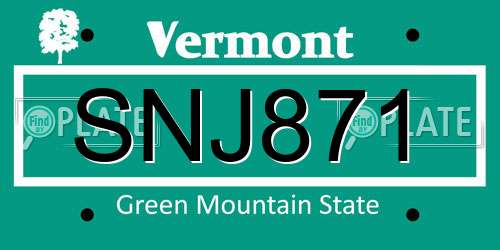 SNJ871 Vermont License Plate
