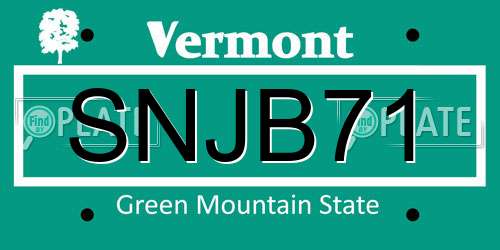 SNJB71 Vermont License Plate