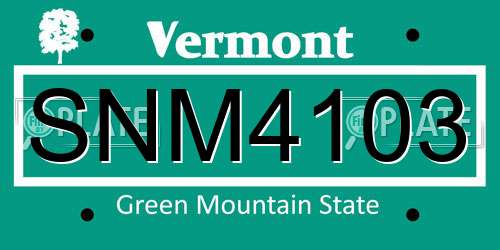 SNM4103 Vermont License Plate