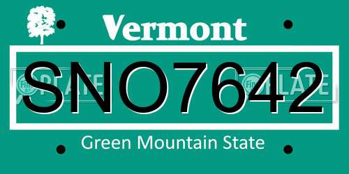 SNO7642 Vermont License Plate