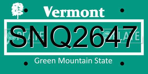SNQ2647 Vermont License Plate