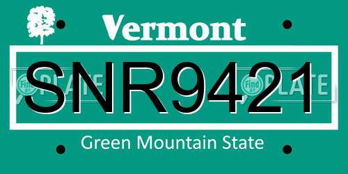 SNR9421 Vermont License Plate