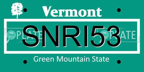 SNRI53 Vermont License Plate