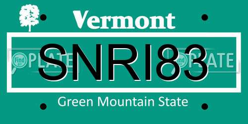 SNRI83 Vermont License Plate