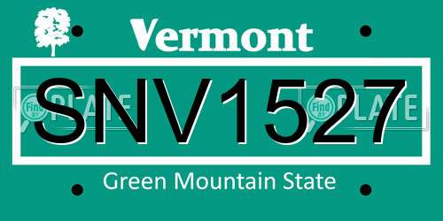 SNV1527 Vermont License Plate
