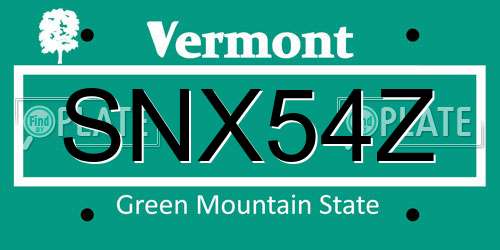 SNX54Z Vermont License Plate