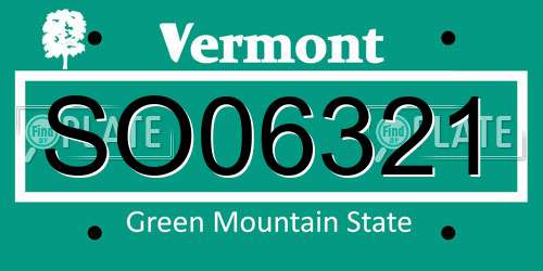 SO06321 Vermont License Plate