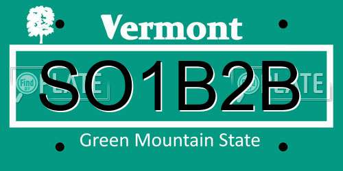 SO1B2B Vermont License Plate