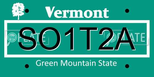 SO1T2A Vermont License Plate