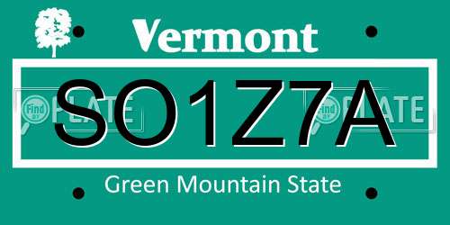 SO1Z7A Vermont License Plate