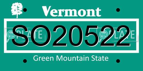 SO20522 Vermont License Plate
